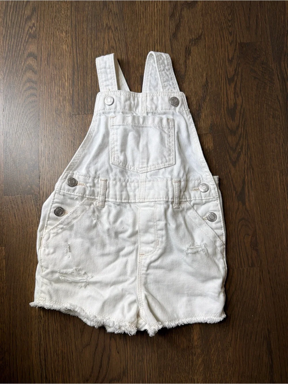 GAP Kids White Denim Short Overalls